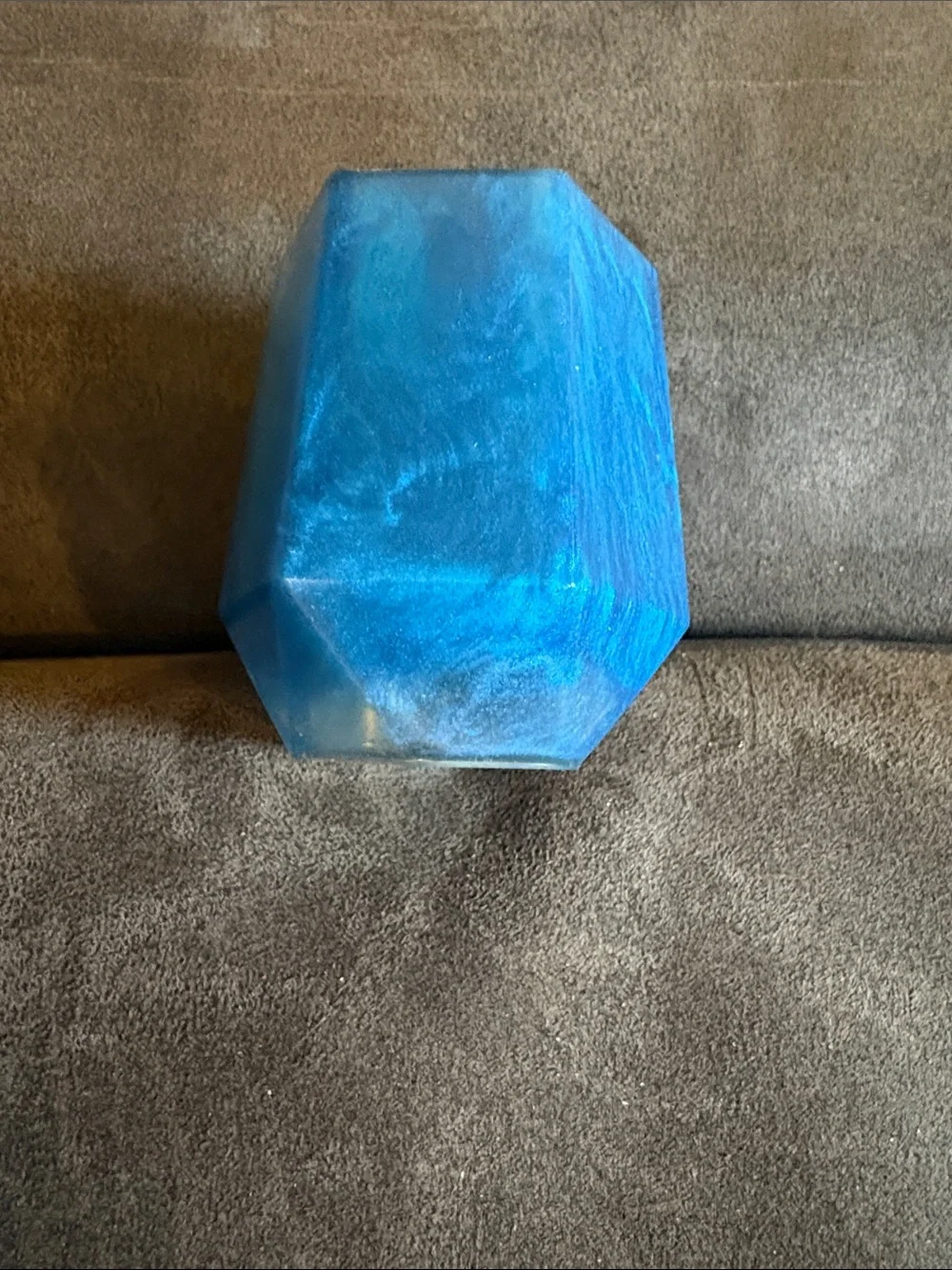 Handcrafted Blue Resin Hexagonal Decorative Vase